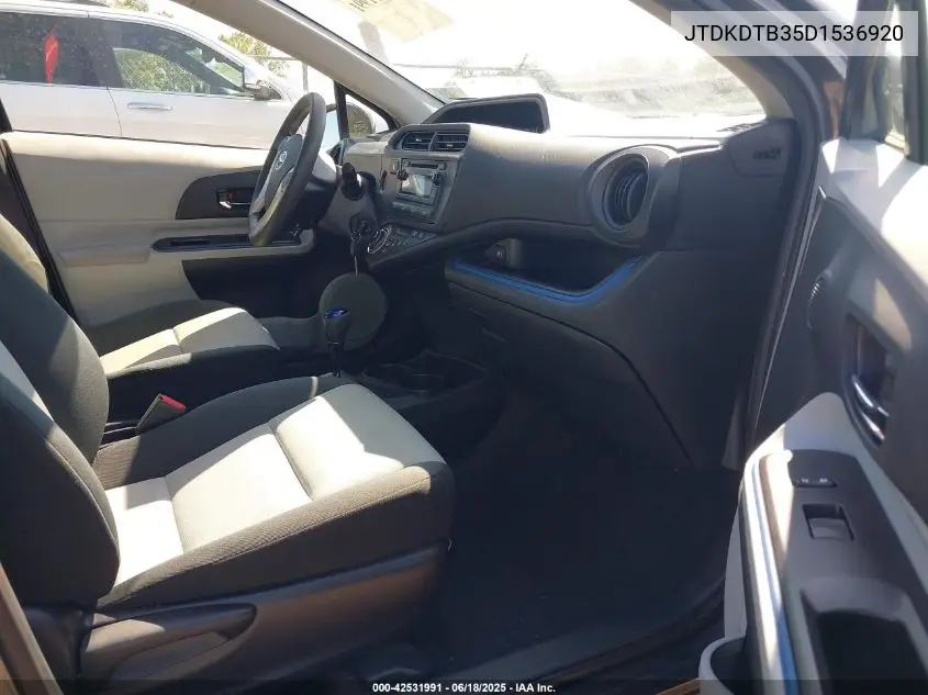 2013 Toyota Prius C Two VIN: JTDKDTB35D1536920 Lot: 42531991