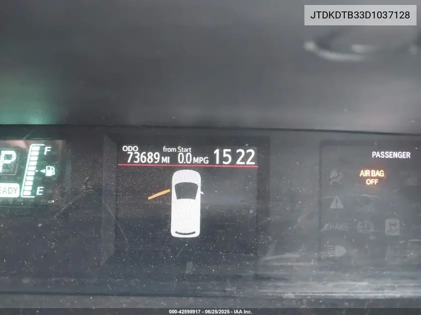 2013 Toyota Prius C Two VIN: JTDKDTB33D1037128 Lot: 42598917