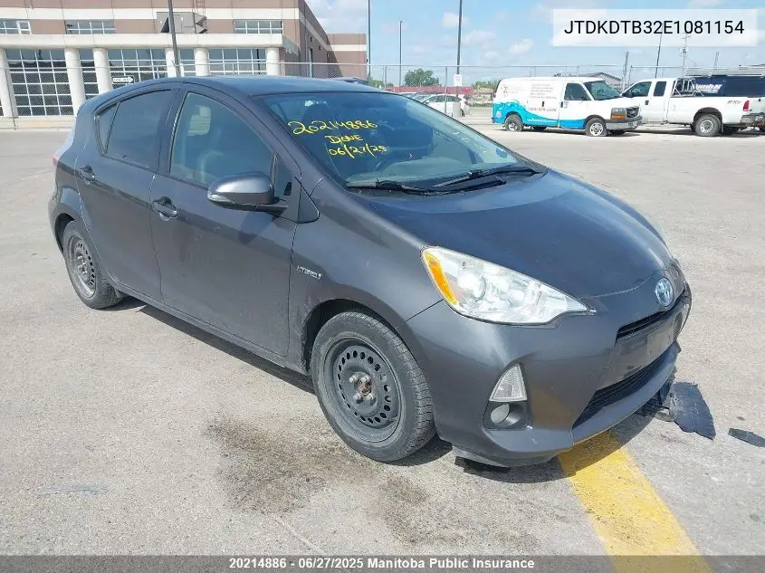 2014 Toyota Prius C VIN: JTDKDTB32E1081154 Lot: 20214886
