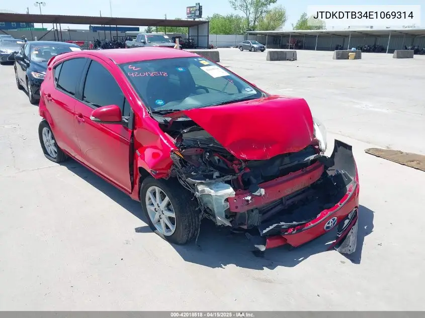 2014 Toyota Prius C Four VIN: JTDKDTB34E1069314 Lot: 42018518