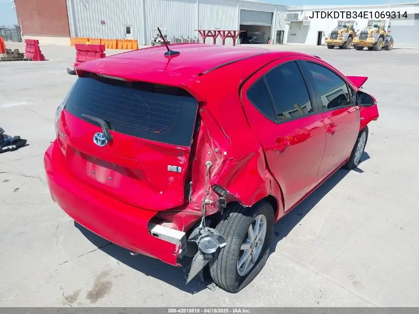 2014 Toyota Prius C Four VIN: JTDKDTB34E1069314 Lot: 42018518