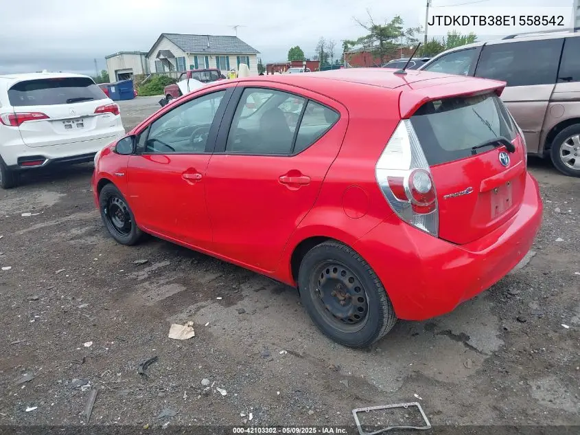 2014 Toyota Prius C Two VIN: JTDKDTB38E1558542 Lot: 42103302