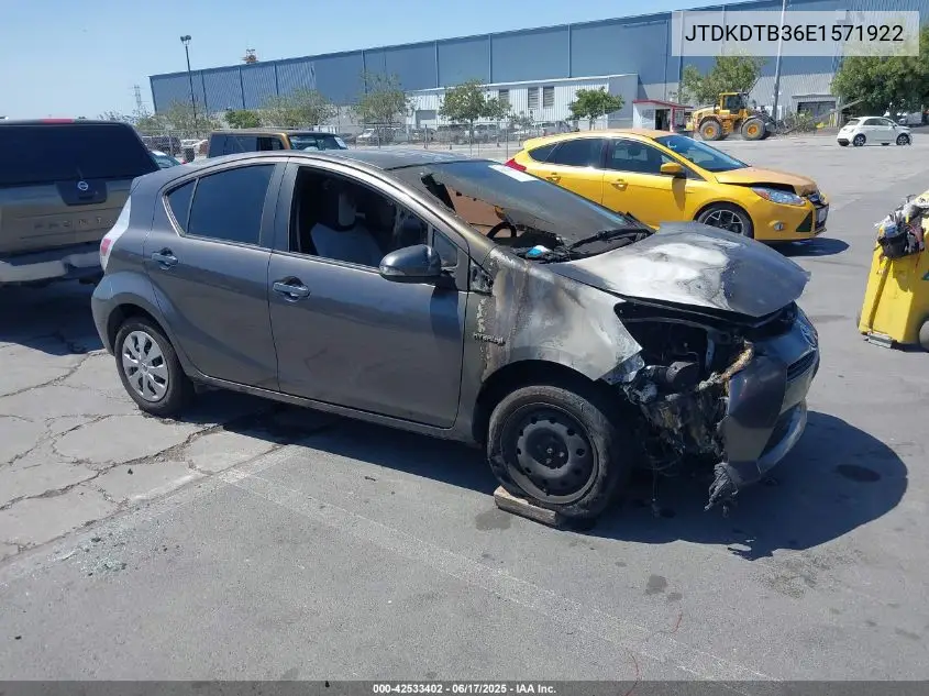 2014 Toyota Prius C One VIN: JTDKDTB36E1571922 Lot: 42533402
