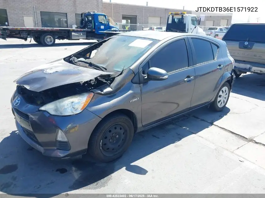 2014 Toyota Prius C One VIN: JTDKDTB36E1571922 Lot: 42533402