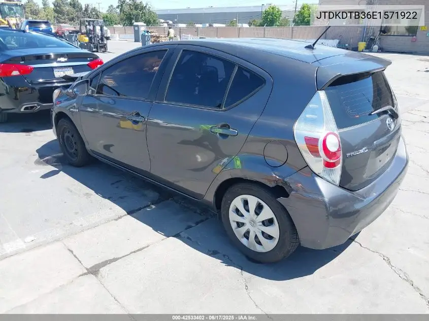 2014 Toyota Prius C One VIN: JTDKDTB36E1571922 Lot: 42533402