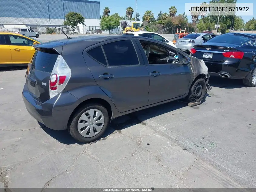 2014 Toyota Prius C One VIN: JTDKDTB36E1571922 Lot: 42533402