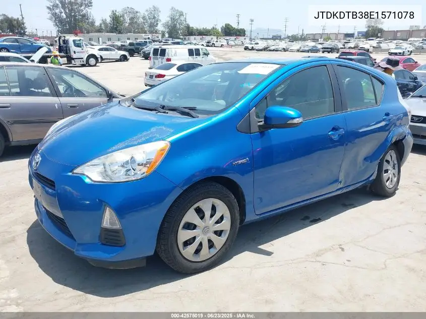 2014 Toyota Prius C One VIN: JTDKDTB38E1571078 Lot: 42575019