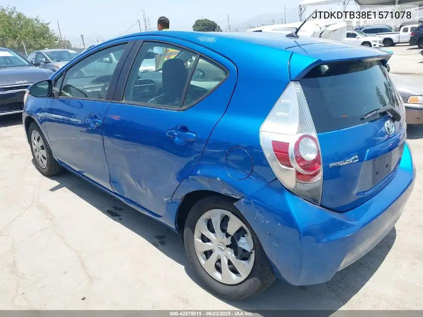 2014 Toyota Prius C One VIN: JTDKDTB38E1571078 Lot: 42575019