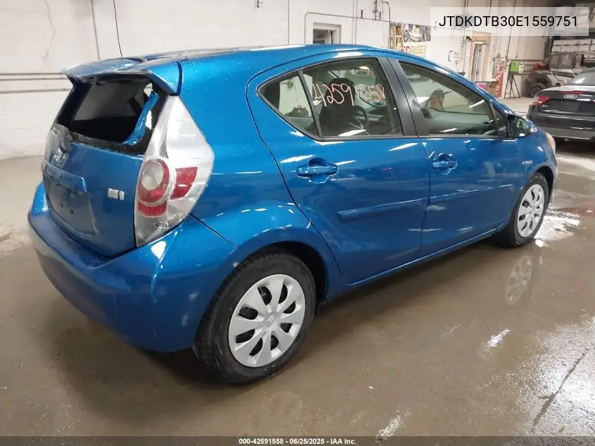 2014 Toyota Prius C One VIN: JTDKDTB30E1559751 Lot: 42591558