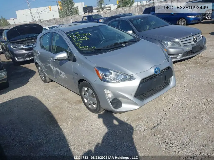 2015 Toyota Prius C Technology VIN: JTDKDTB32F1093449 Lot: 12331783