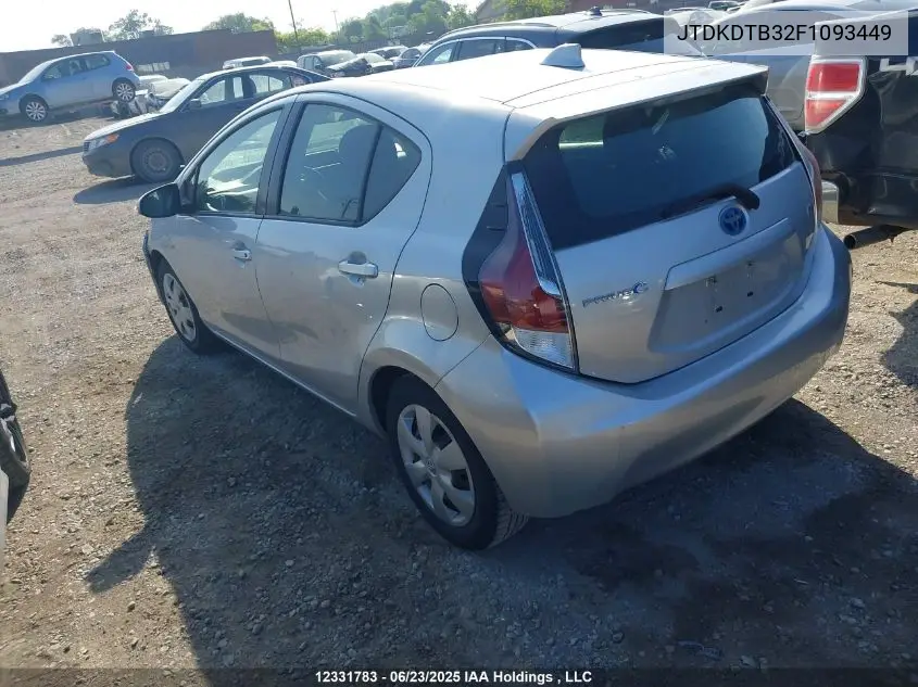 2015 Toyota Prius C Technology VIN: JTDKDTB32F1093449 Lot: 12331783