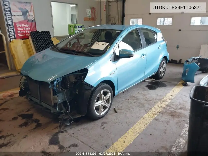 2015 Toyota Prius C Two VIN: JTDKDTB33F1106371 Lot: 41881309