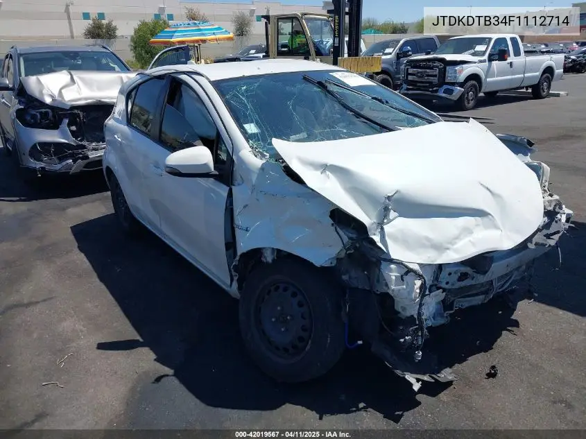 2015 Toyota Prius C Two VIN: JTDKDTB34F1112714 Lot: 42019567
