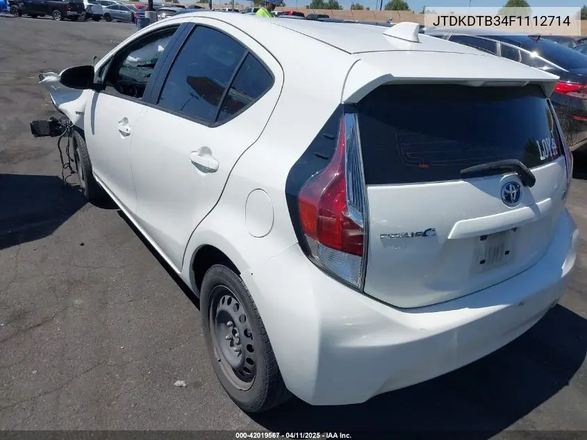 2015 Toyota Prius C Two VIN: JTDKDTB34F1112714 Lot: 42019567