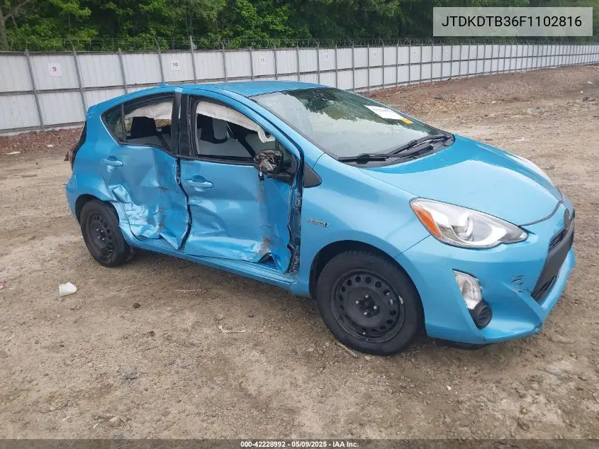 2015 Toyota Prius C One VIN: JTDKDTB36F1102816 Lot: 42228992