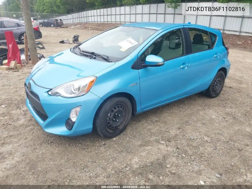 2015 Toyota Prius C One VIN: JTDKDTB36F1102816 Lot: 42228992
