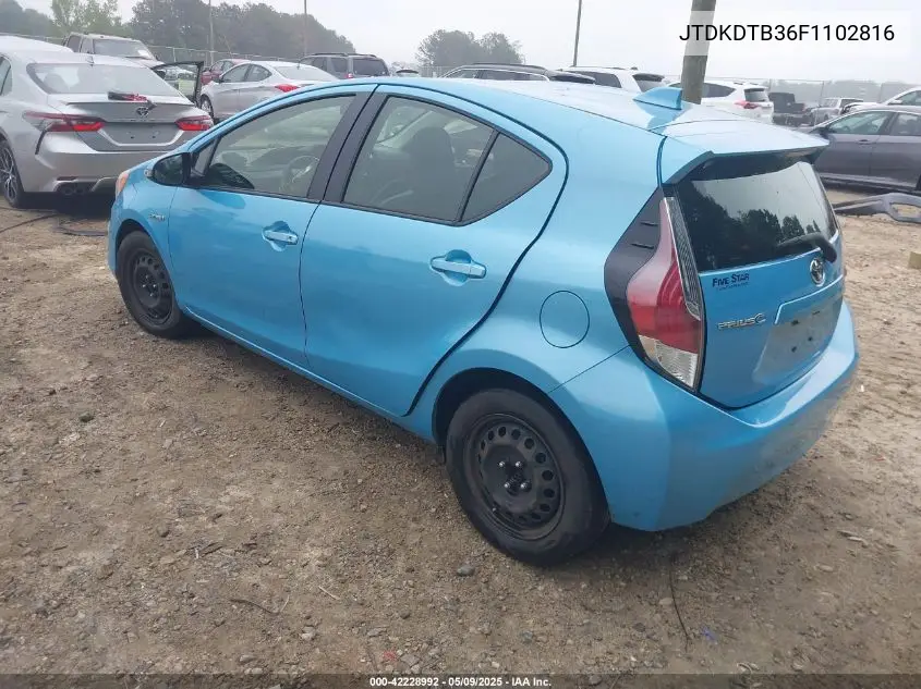 2015 Toyota Prius C One VIN: JTDKDTB36F1102816 Lot: 42228992