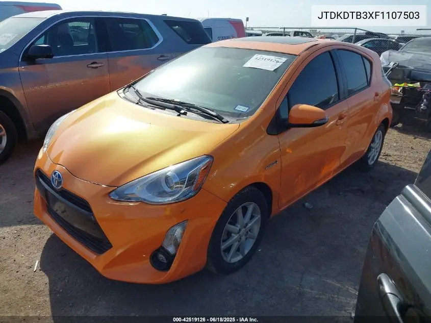 2015 Toyota Prius C Four VIN: JTDKDTB3XF1107503 Lot: 42519126