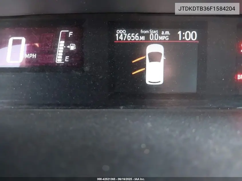 2015 Toyota Prius C Two VIN: JTDKDTB36F1584204 Lot: 42521365