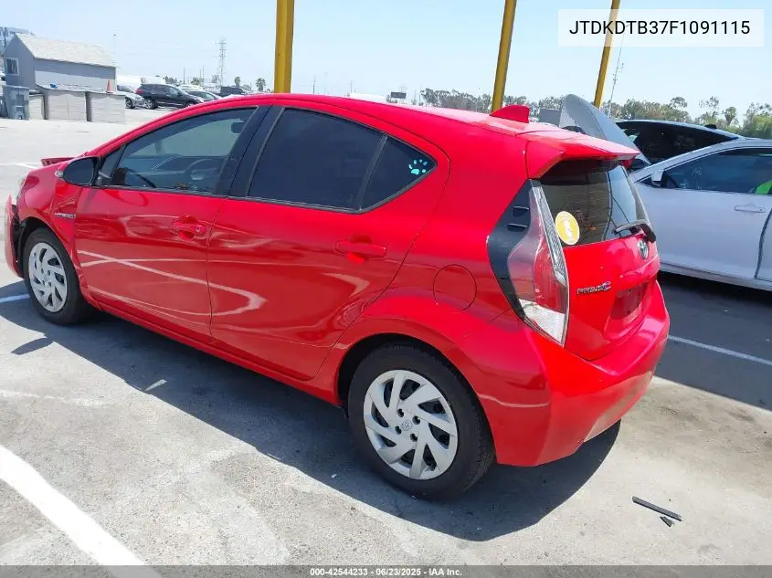 2015 Toyota Prius C Two VIN: JTDKDTB37F1091115 Lot: 42544233