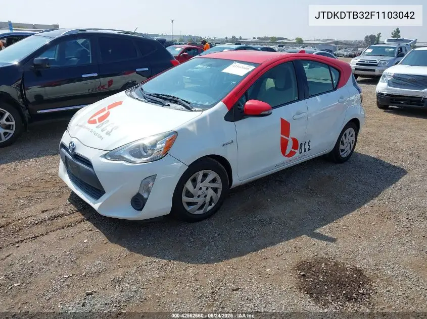 2015 Toyota Prius C One VIN: JTDKDTB32F1103042 Lot: 42562660
