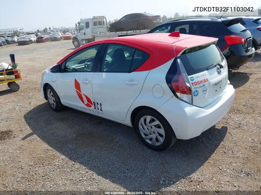 2015 Toyota Prius C One VIN: JTDKDTB32F1103042 Lot: 42562660