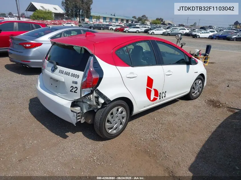 2015 Toyota Prius C One VIN: JTDKDTB32F1103042 Lot: 42562660
