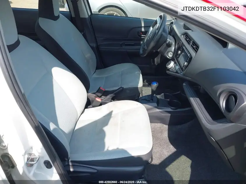 2015 Toyota Prius C One VIN: JTDKDTB32F1103042 Lot: 42562660