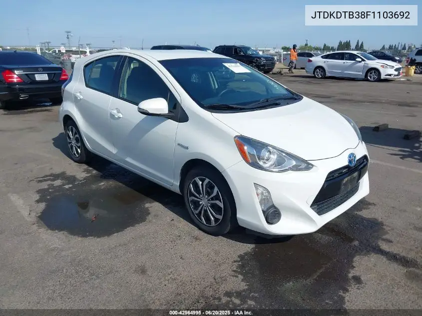 2015 Toyota Prius C Two VIN: JTDKDTB38F1103692 Lot: 42564995