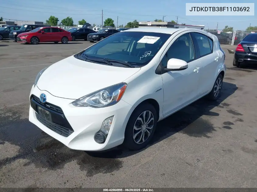 2015 Toyota Prius C Two VIN: JTDKDTB38F1103692 Lot: 42564995