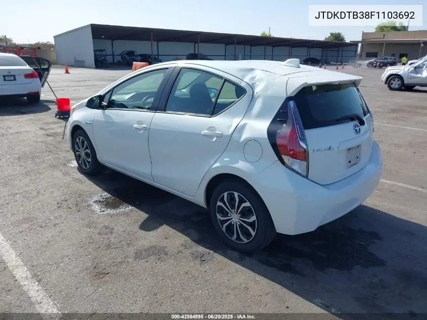 2015 Toyota Prius C Two VIN: JTDKDTB38F1103692 Lot: 42564995