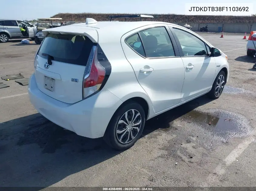2015 Toyota Prius C Two VIN: JTDKDTB38F1103692 Lot: 42564995