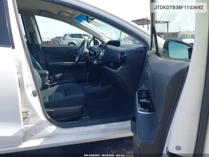 2015 Toyota Prius C Two VIN: JTDKDTB38F1103692 Lot: 42564995