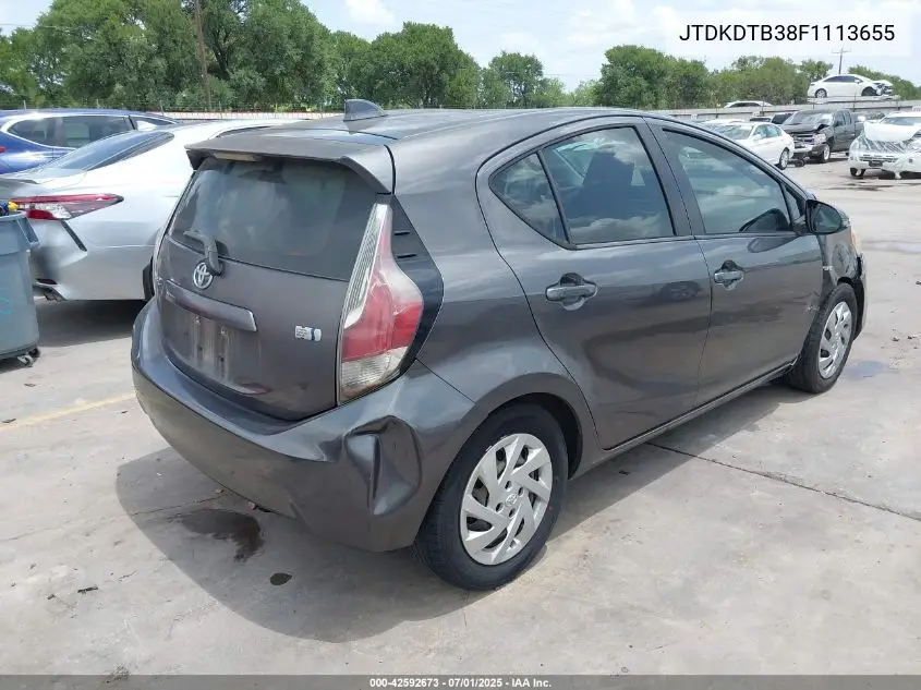 2015 Toyota Prius C One VIN: JTDKDTB38F1113655 Lot: 42592673