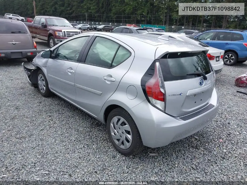 2015 Toyota Prius C VIN: JTDKDTB37F1098842 Lot: 42599025