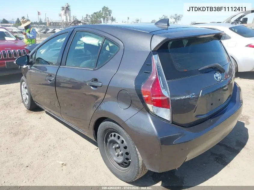 2015 Toyota Prius C Three VIN: JTDKDTB38F1112411 Lot: 42632251