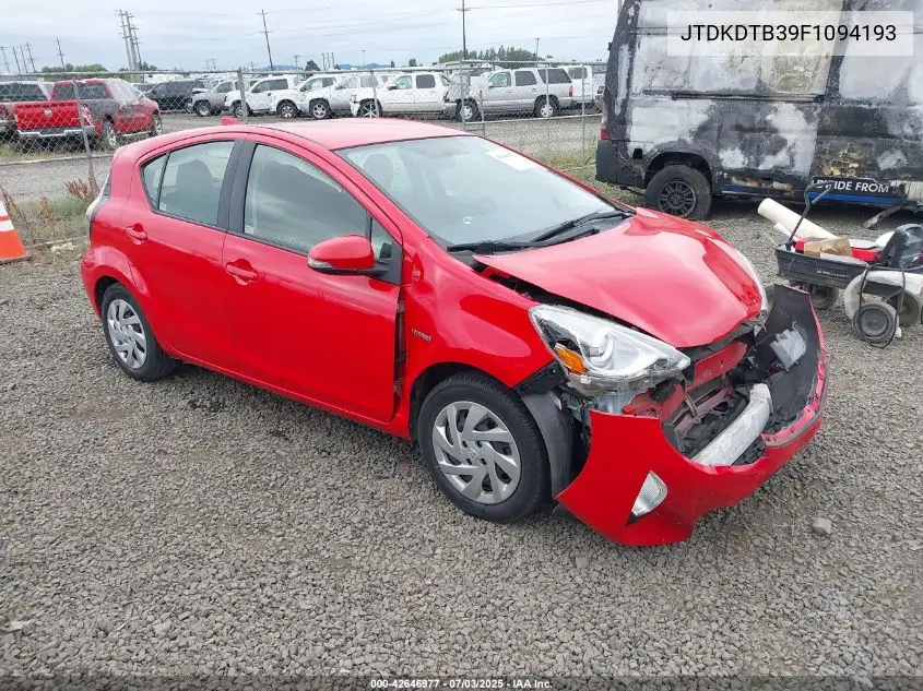 2015 Toyota Prius C Three VIN: JTDKDTB39F1094193 Lot: 42646977