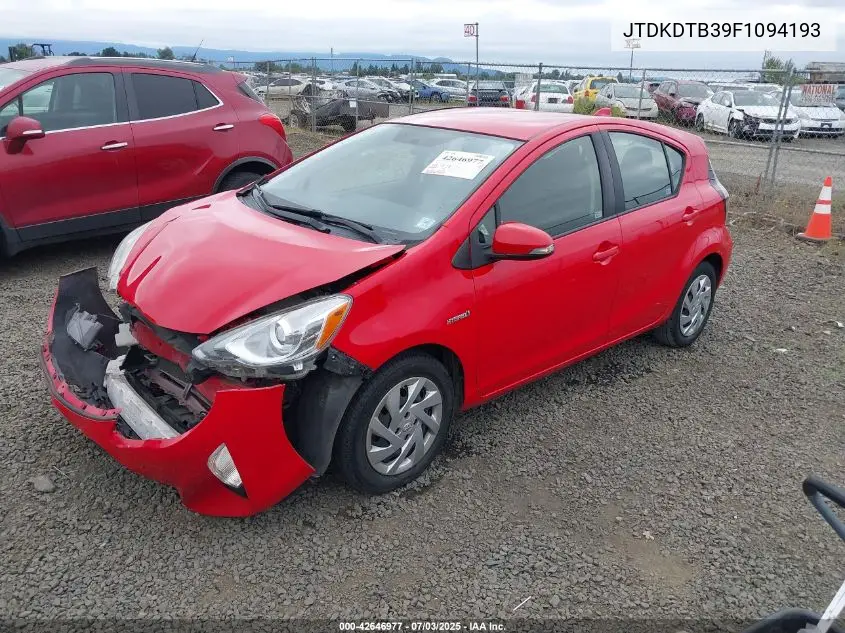 2015 Toyota Prius C Three VIN: JTDKDTB39F1094193 Lot: 42646977