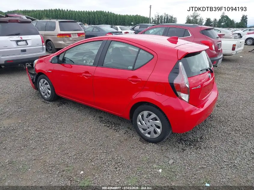 2015 Toyota Prius C Three VIN: JTDKDTB39F1094193 Lot: 42646977