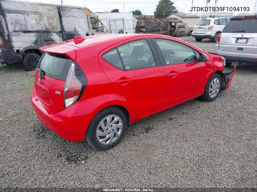 2015 Toyota Prius C Three VIN: JTDKDTB39F1094193 Lot: 42646977