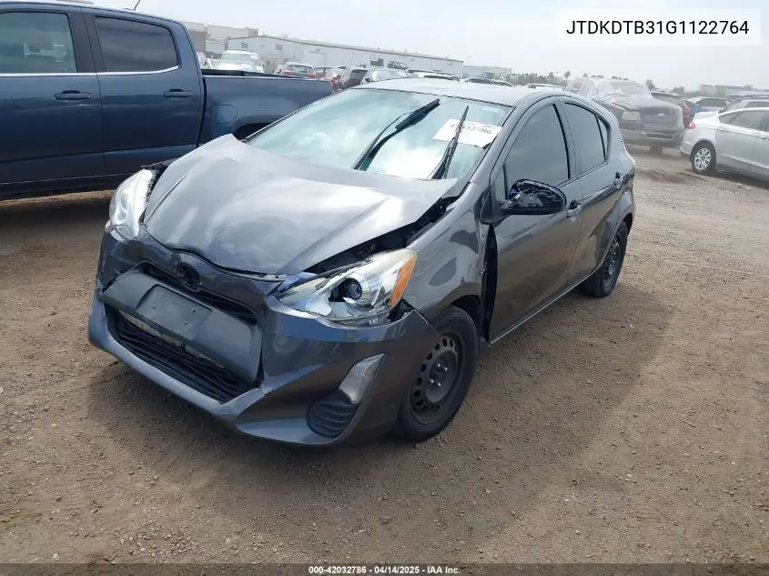 2016 Toyota Prius C VIN: JTDKDTB31G1122764 Lot: 42032786