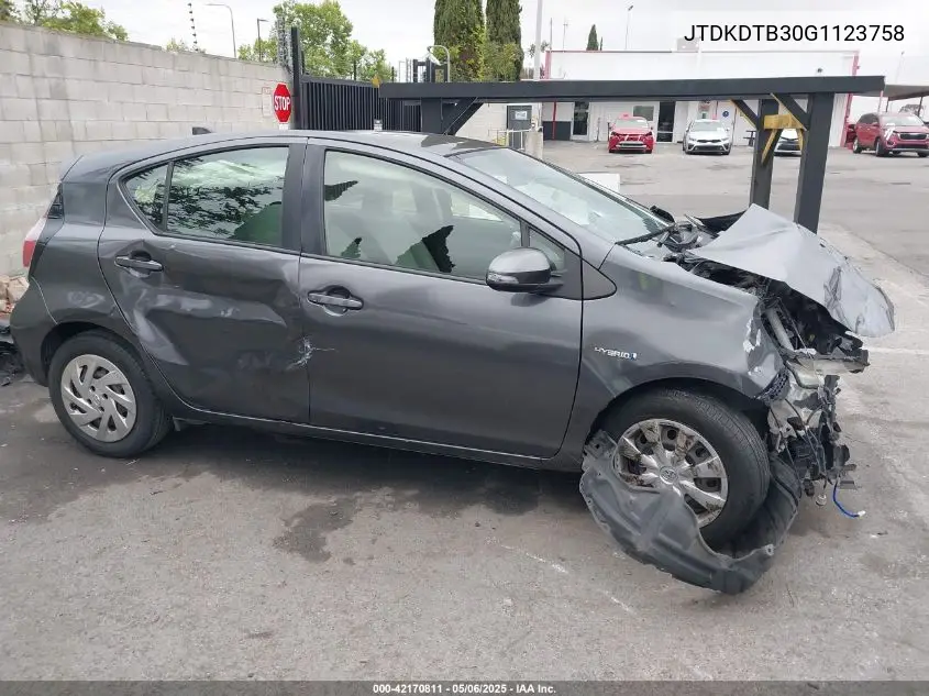 2016 Toyota Prius C One VIN: JTDKDTB30G1123758 Lot: 42170811