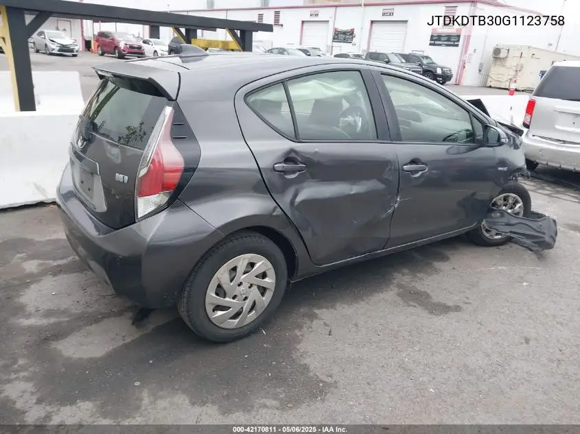 2016 Toyota Prius C One VIN: JTDKDTB30G1123758 Lot: 42170811