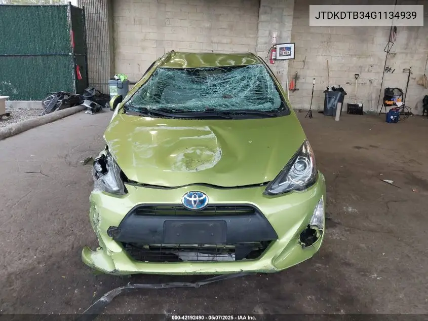 2016 Toyota Prius C One VIN: JTDKDTB34G1134939 Lot: 42192490