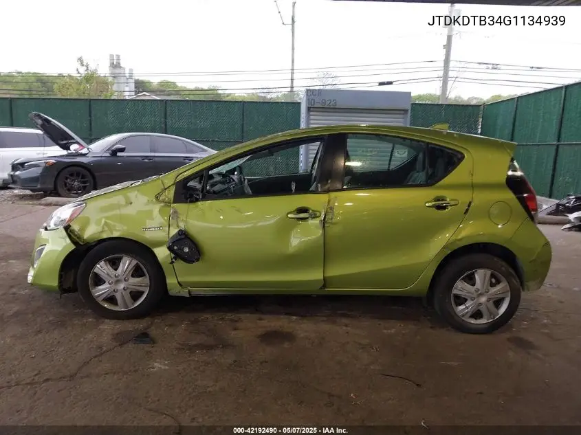 2016 Toyota Prius C One VIN: JTDKDTB34G1134939 Lot: 42192490