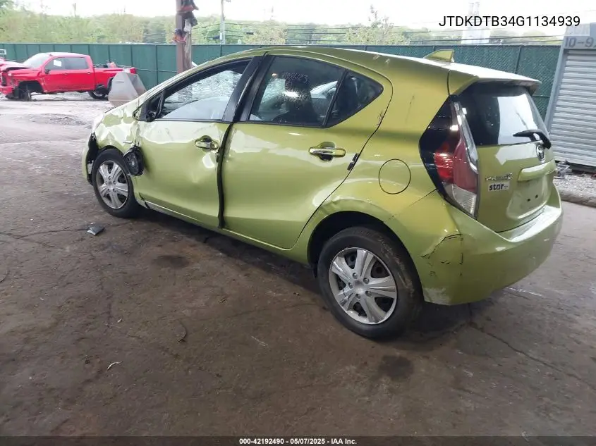2016 Toyota Prius C One VIN: JTDKDTB34G1134939 Lot: 42192490