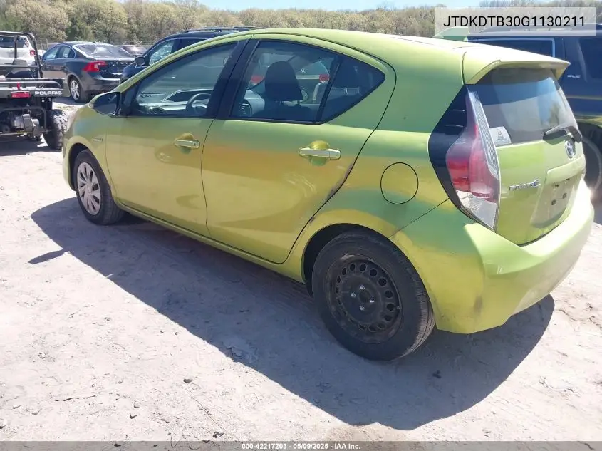 2016 Toyota Prius C Two VIN: JTDKDTB30G1130211 Lot: 42217203