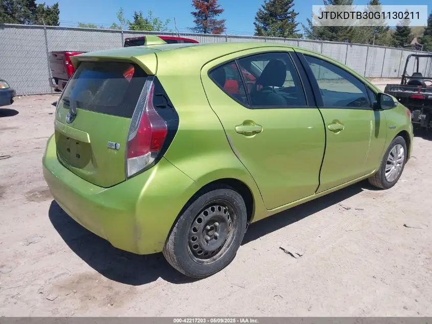 2016 Toyota Prius C Two VIN: JTDKDTB30G1130211 Lot: 42217203