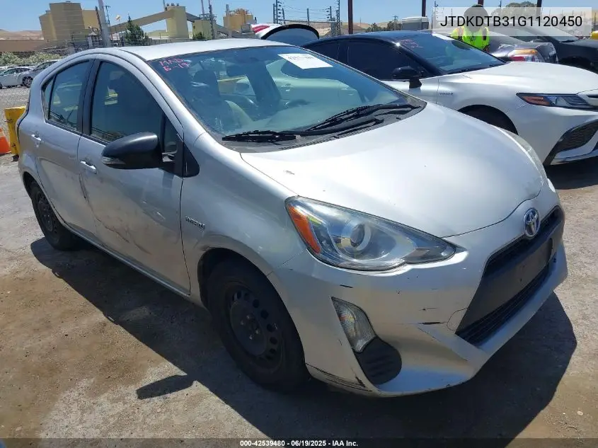 2016 Toyota Prius C One VIN: JTDKDTB31G1120450 Lot: 42539480