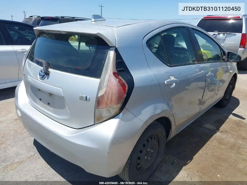 2016 Toyota Prius C One VIN: JTDKDTB31G1120450 Lot: 42539480